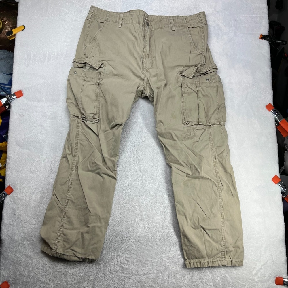 Levi's Cargo Loose‎ Fit Pants Men's Beige Straight Leg Pockets Outdoor - 42X29